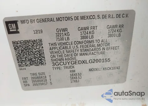 2020 Chevrolet Silverado 1500 4Wd Standard Bed Ltz from USA, damaged, VIN 3GCUYGEDXLG200155